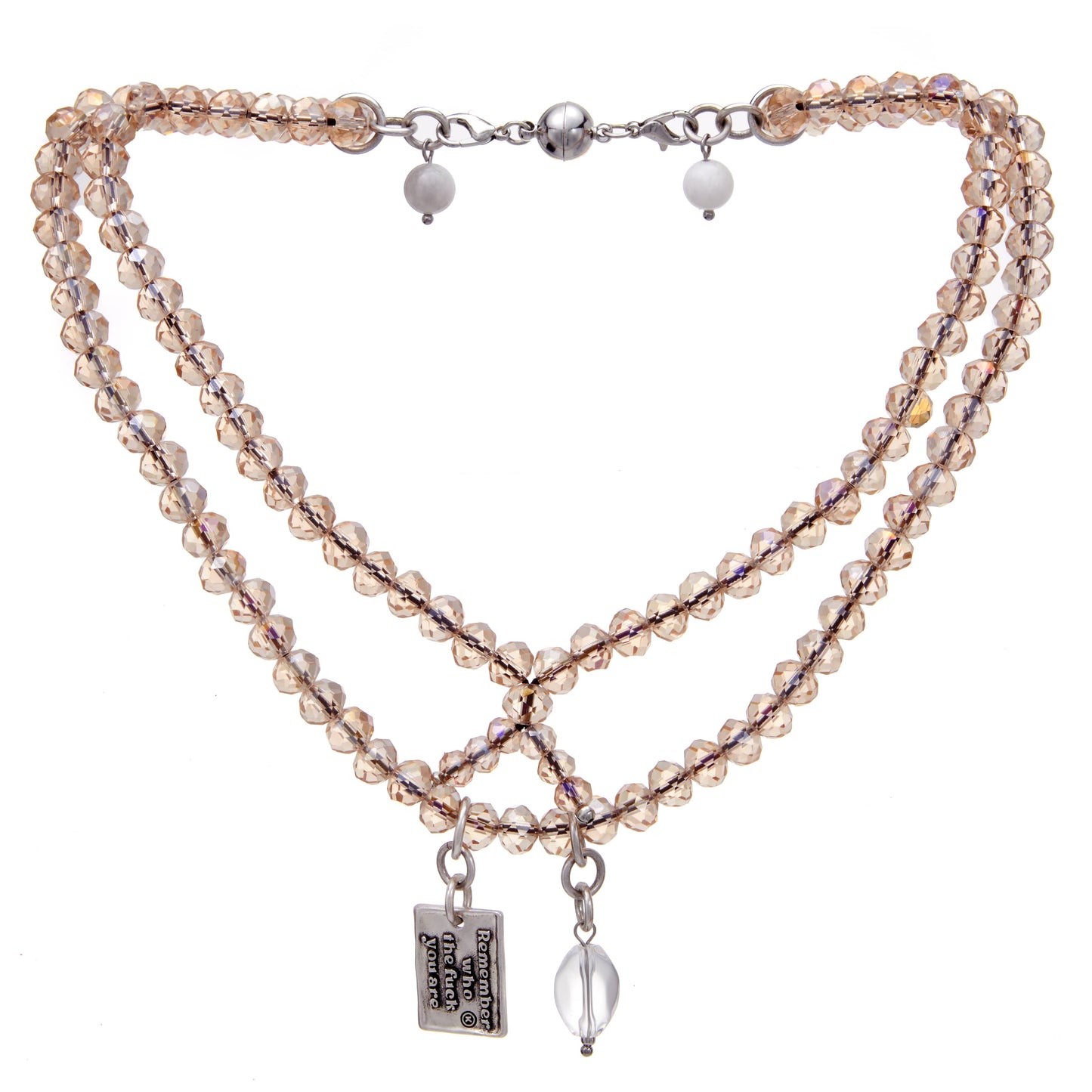Remember Who The F*ck You Are Heart Crystal Boho Wrap Bracelet/Necklace
