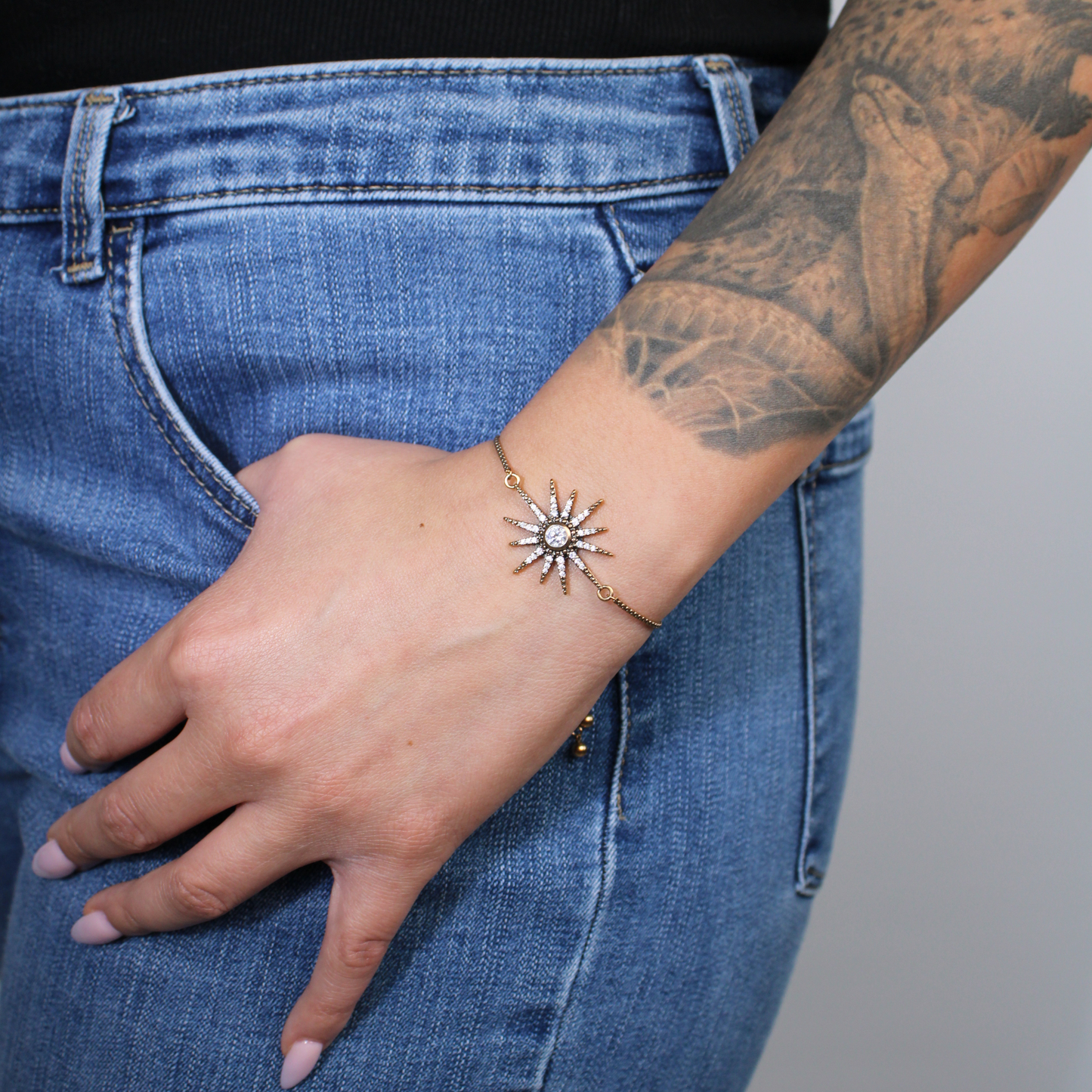 Breathe Crystal Starburst Adjustable Chain Bracelet