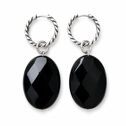 Black Onyx Huggie Earrings