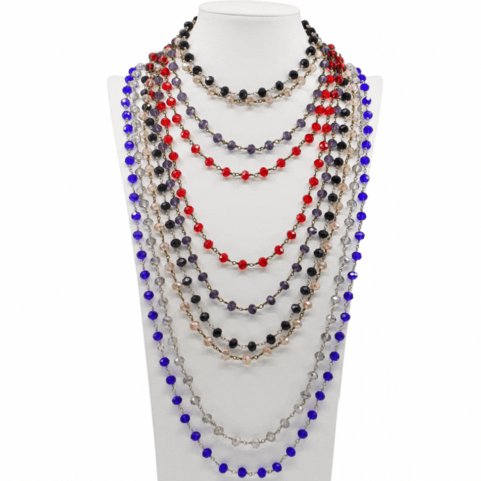 Crystal Rosary Layering Necklace
