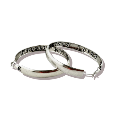 Blessed Guided Loved Hoop Earrings