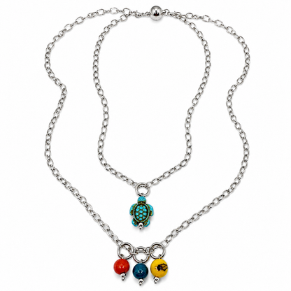 Blue Howlite Turtle Dainty Necklace