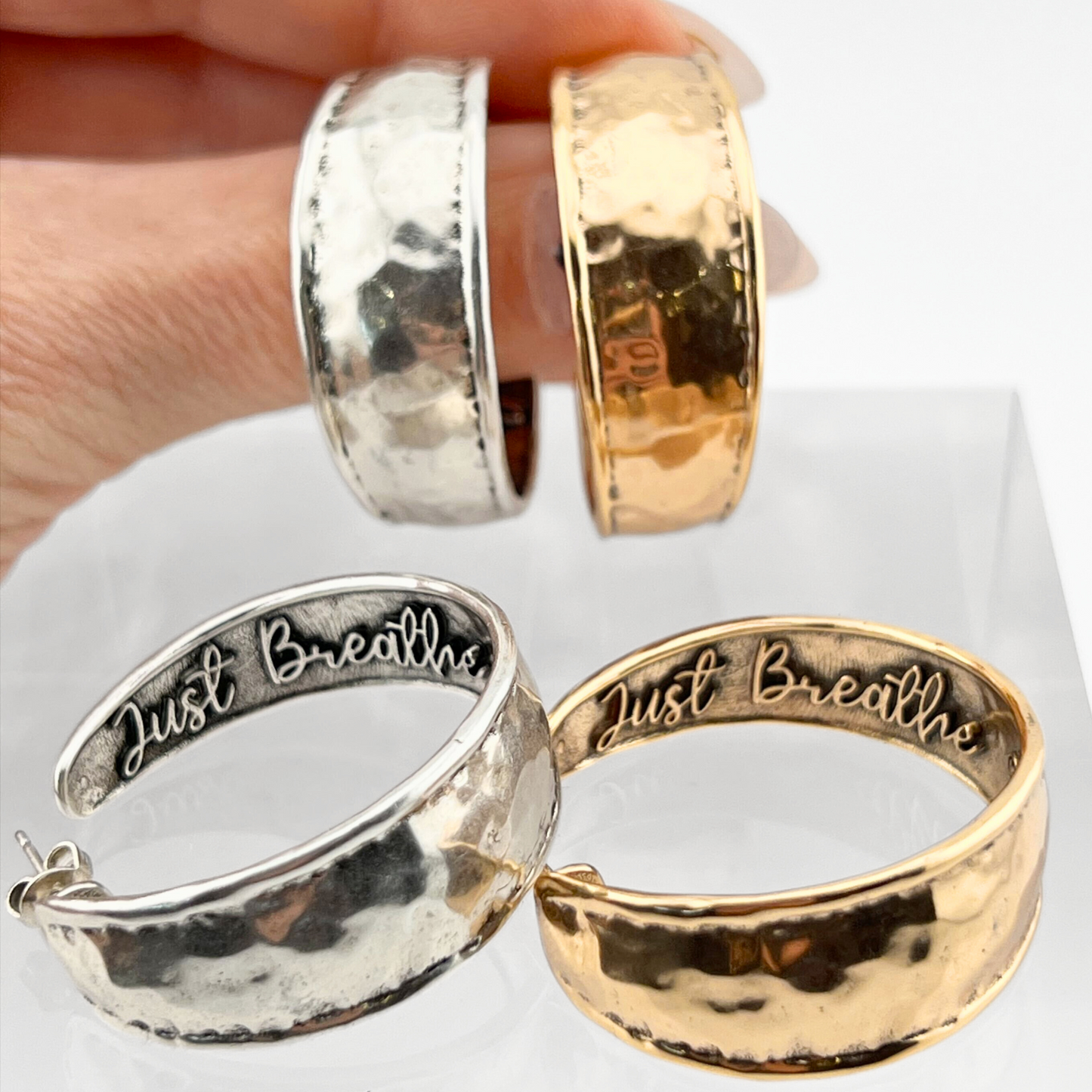 Just Breathe Hoop Earrings