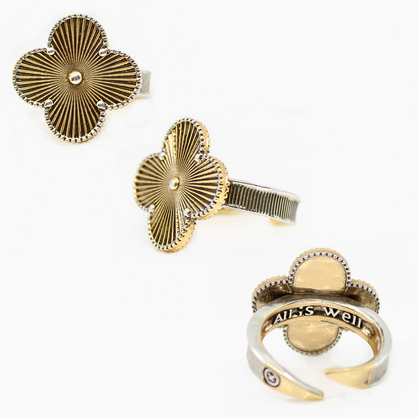 All Is Well Clover Adjustable Ring