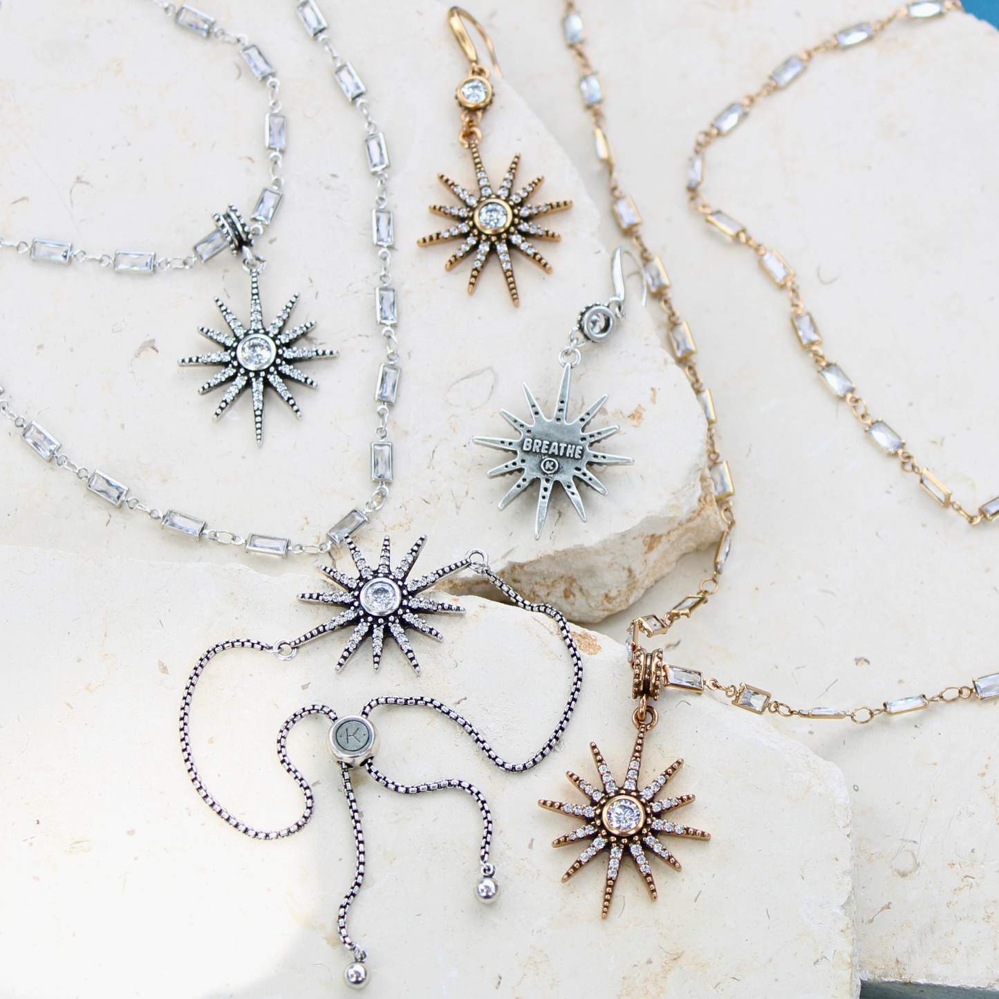 Breathe Crystal Starburst Drop Earrings