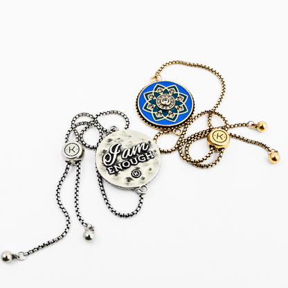 I Am Enough Mandala Adjustable Chain Bracelet