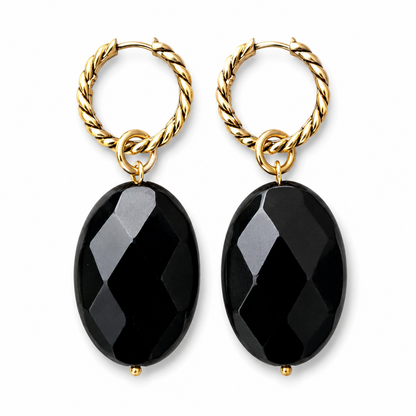 Black Onyx Huggie Earrings
