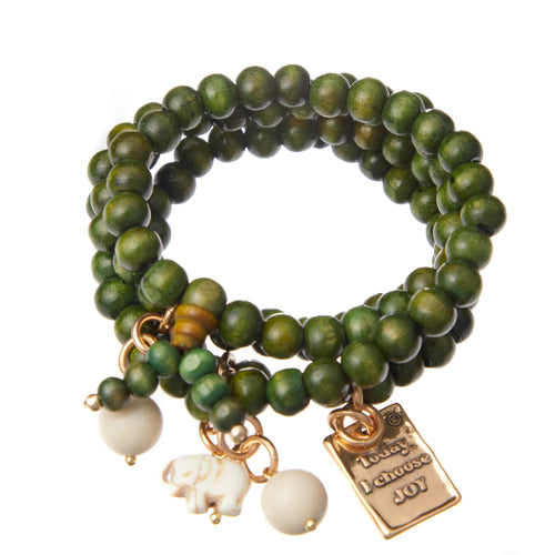 Today I Choose Joy Heart Wood Boho Wrap Bracelet/Necklace