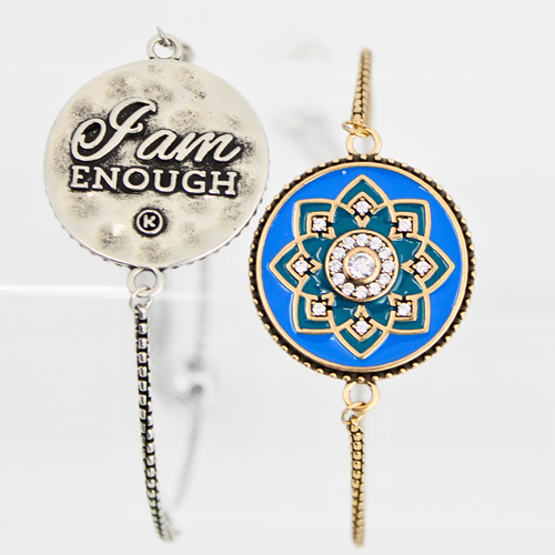 I Am Enough Mandala Adjustable Chain Bracelet