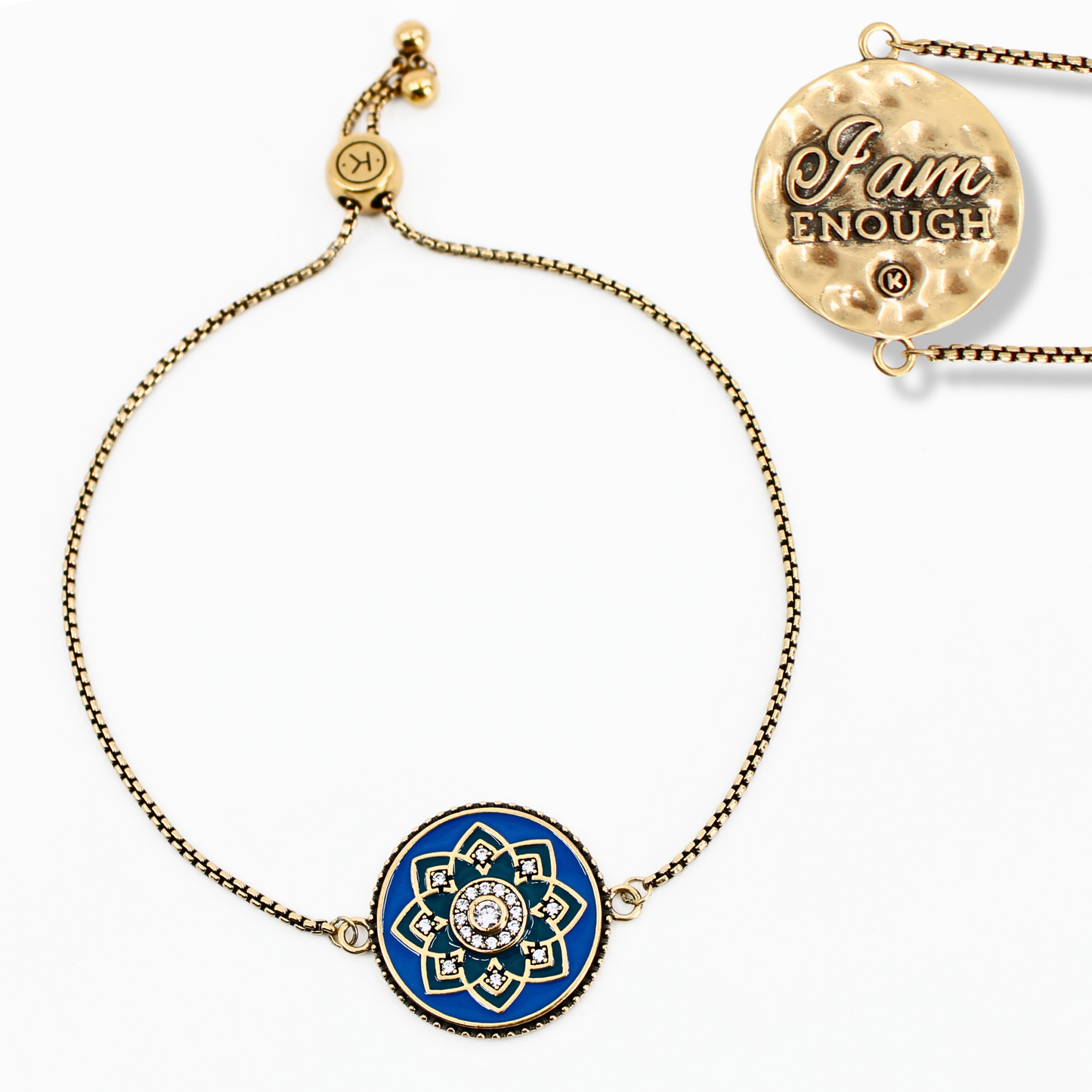 I Am Enough Mandala Adjustable Chain Bracelet