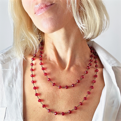 Crystal Rosary Layering Necklace