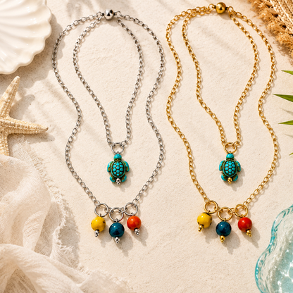 Blue Howlite Turtle Dainty Necklace