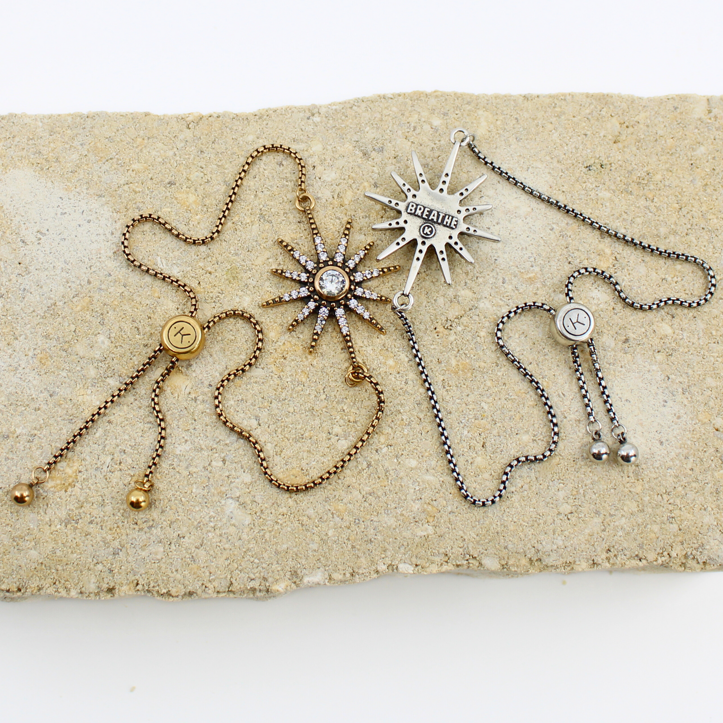 Breathe Crystal Starburst Adjustable Chain Bracelet