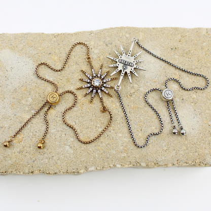 Breathe Crystal Starburst Adjustable Chain Bracelet