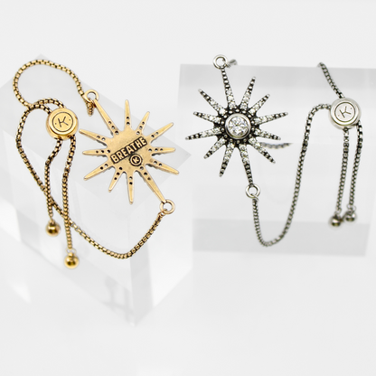 Breathe Crystal Starburst Adjustable Chain Bracelet