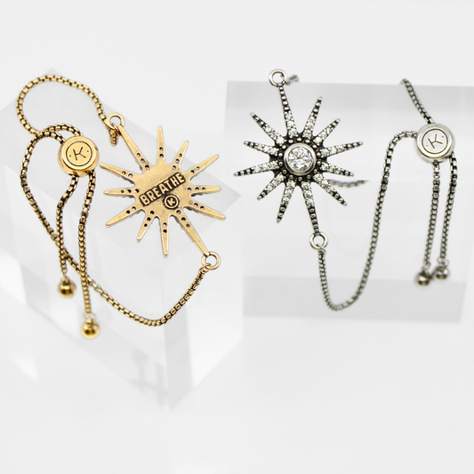 Breathe Crystal Starburst Adjustable Chain Bracelet