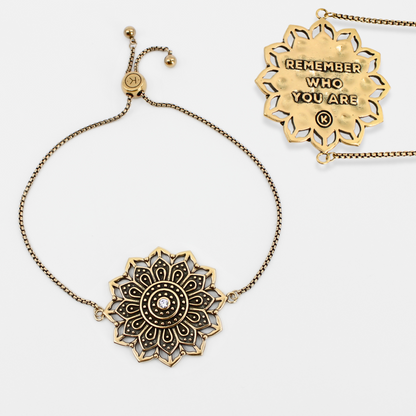 Remember Who You Are Flower Mandala Adjustable Bracelet