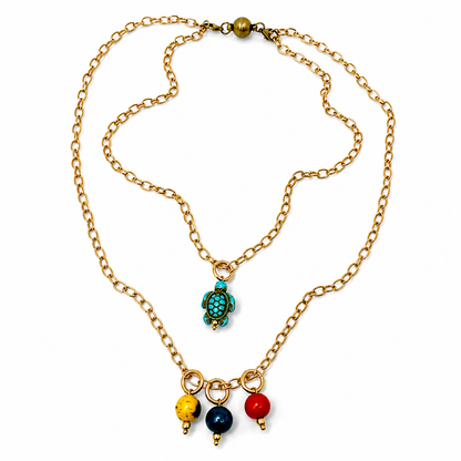 Blue Howlite Turtle Dainty Necklace