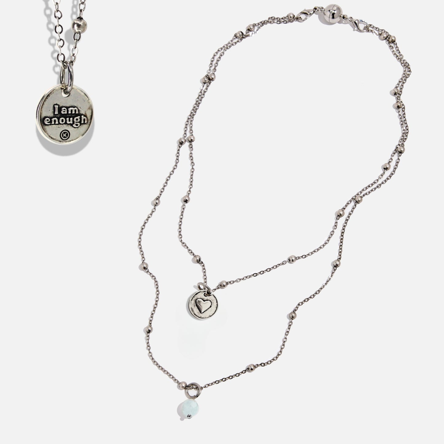 I Am Enough Heart Dainty Necklace