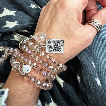 Remember Who The F*ck You Are Heart Crystal Boho Wrap Bracelet/Necklace