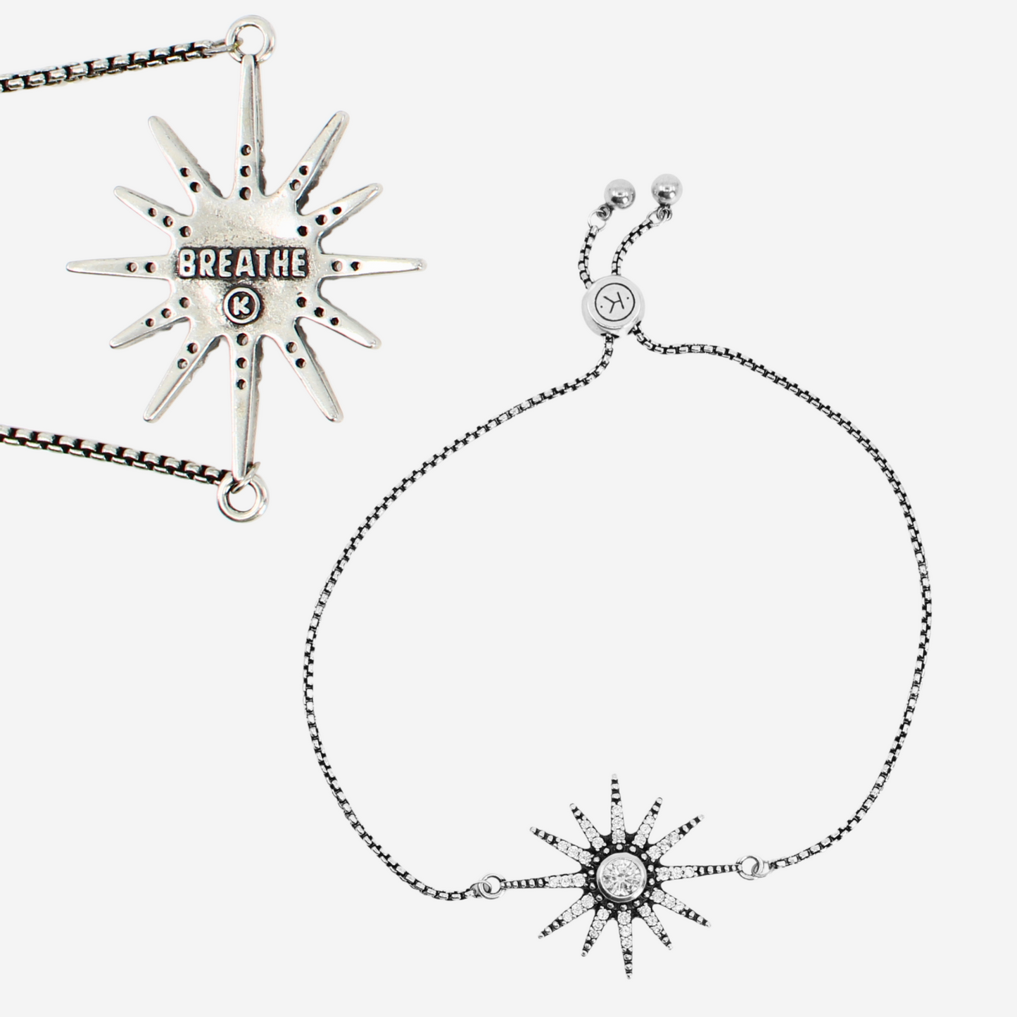 Breathe Crystal Starburst Adjustable Chain Bracelet