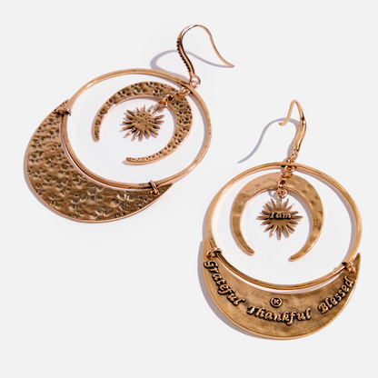 Grateful Thankful Blessed Moon & Star Earrings