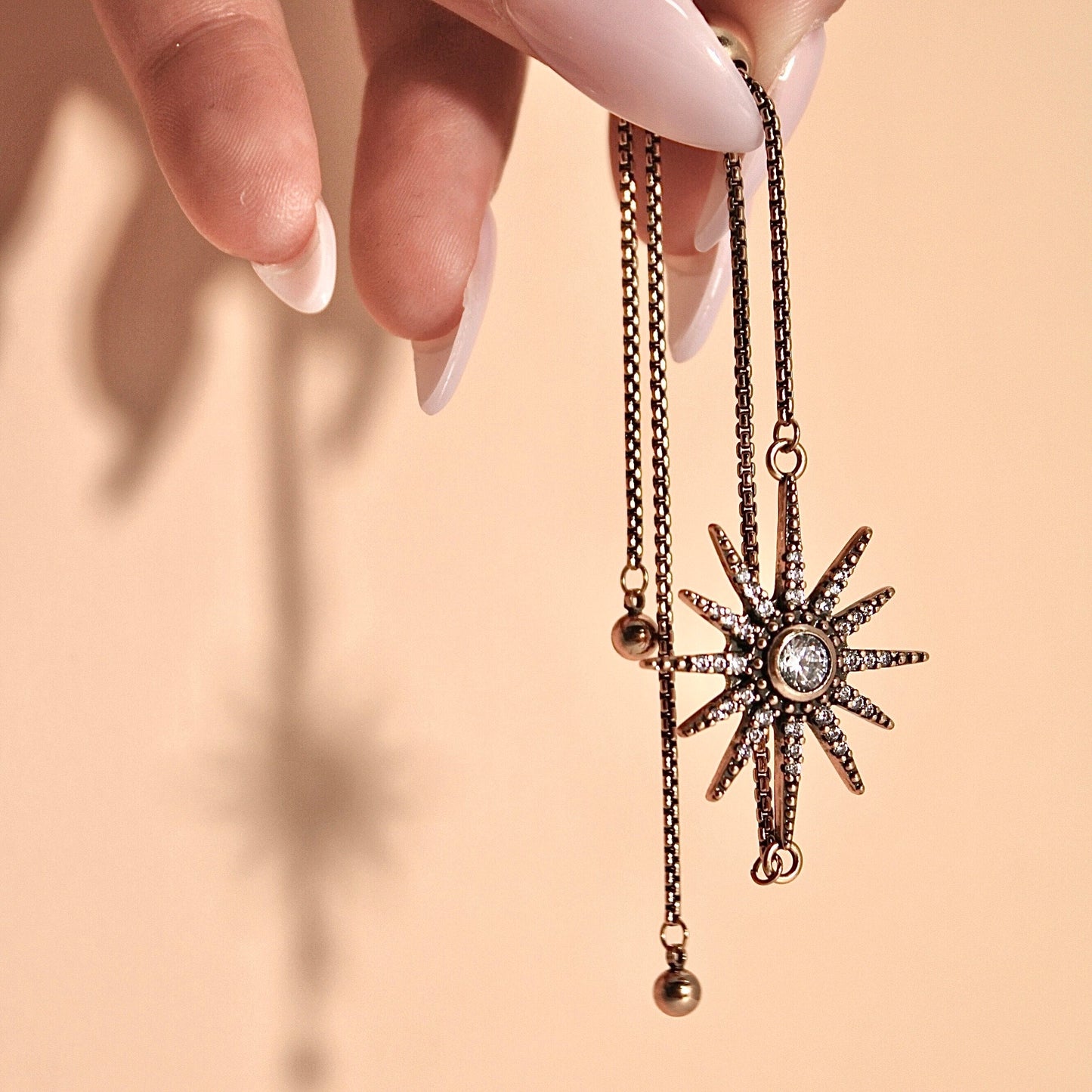 Breathe Crystal Starburst Adjustable Chain Bracelet