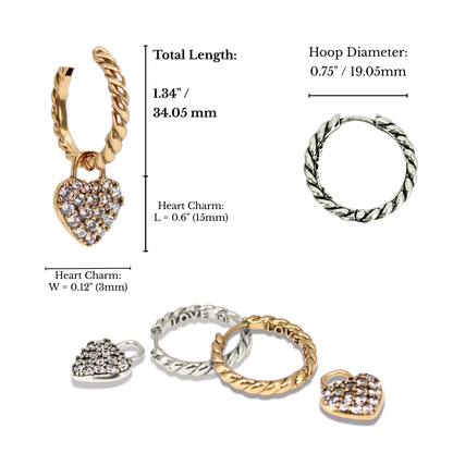 Love Forever Pavé Heart Huggie Earrings
