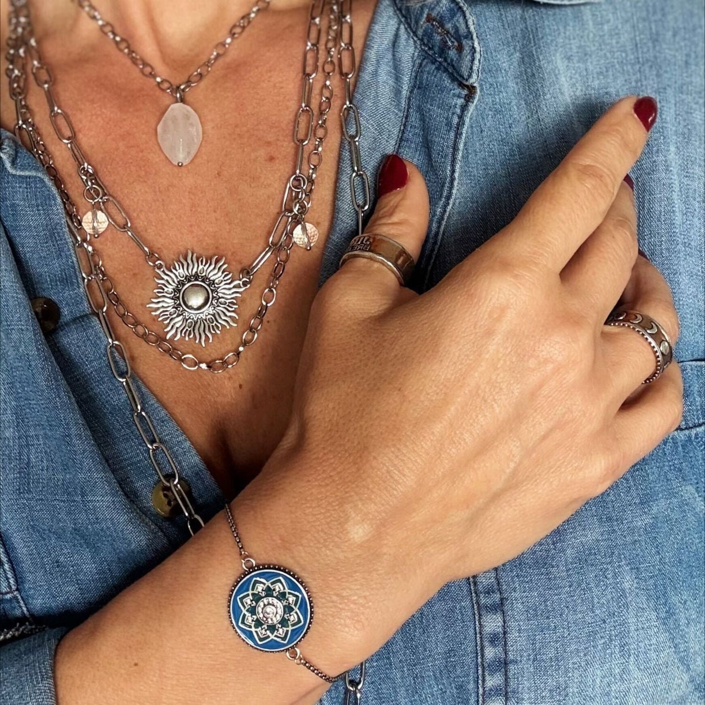 I Am Enough Mandala Adjustable Chain Bracelet
