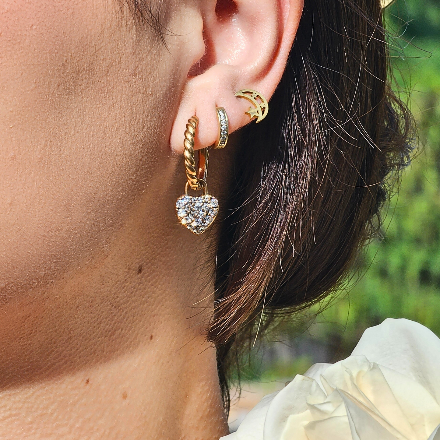 Love Forever Pavé Heart Huggie Earrings