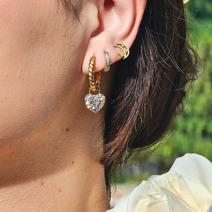 Love Forever Pavé Heart Huggie Earrings