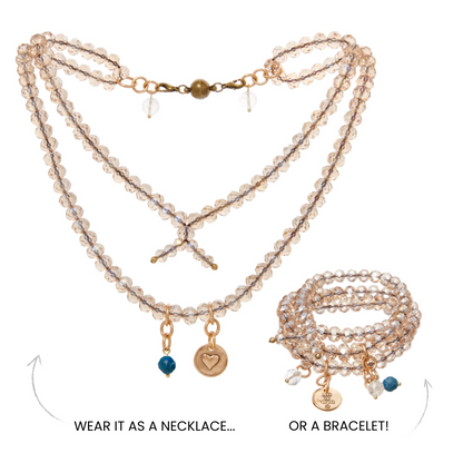 All is Well Heart Crystal Boho Wrap Bracelet/Necklace