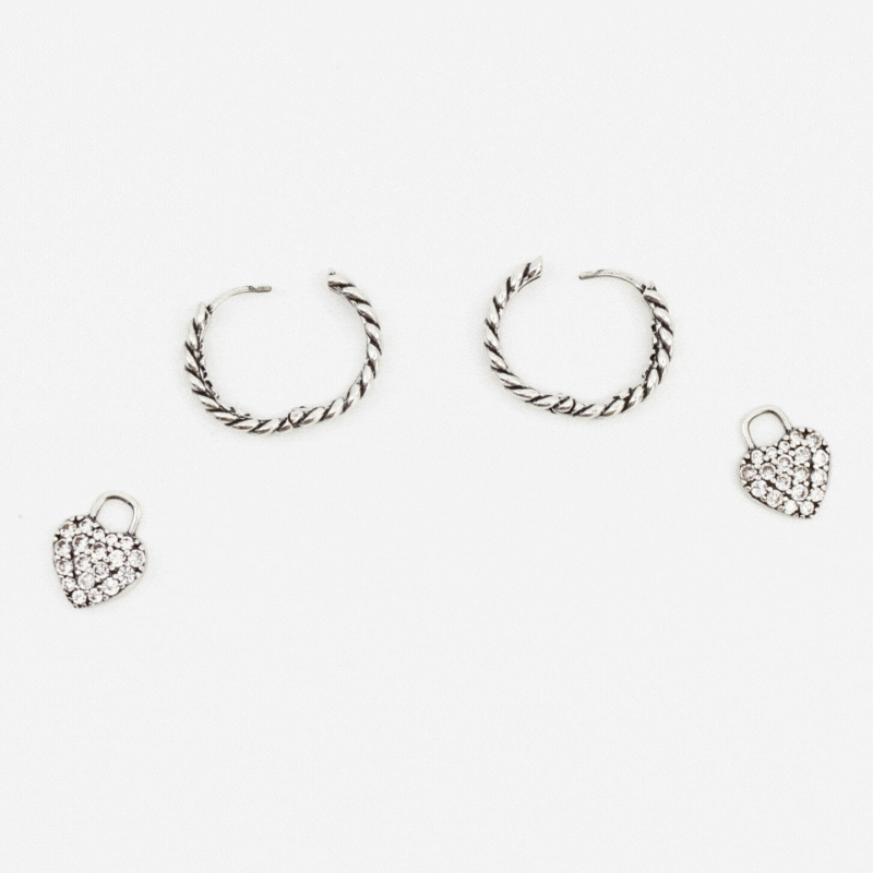 Love Forever Pavé Heart Huggie Earrings