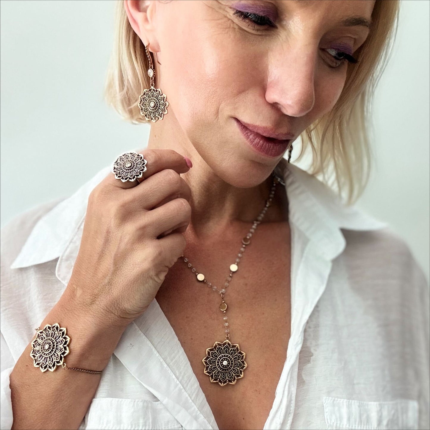Remember Who You Are Flower Mandala Drop Earrings